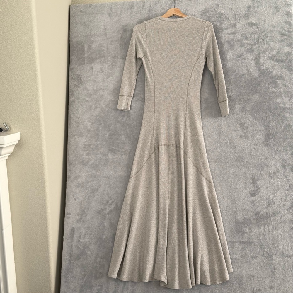 Polo Ralph Lauren Henley Maxi Style Long Dress Grey Medium Thermal  Waffle - Picture 6 of 15